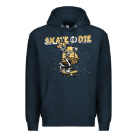 Navy skate or die funny skeleton skating skater halloween costume Premium Hoodie - longCreatives