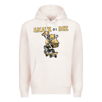 Pale Pink skate or die funny skeleton skating skater halloween costume Premium Hoodie - longCreatives