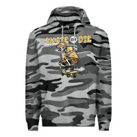 Slate Camo skate or die funny skeleton skating skater halloween costume Premium Hoodie - longCreatives