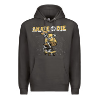 Smoke skate or die funny skeleton skating skater halloween costume Premium Hoodie - longCreatives