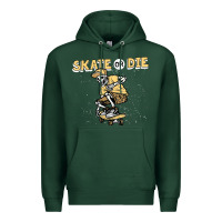 Sports Green skate or die funny skeleton skating skater halloween costume Premium Hoodie - longCreatives