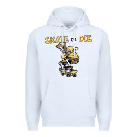 White skate or die funny skeleton skating skater halloween costume Premium Hoodie - longCreatives