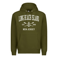 Army Green Long Beach Island NJ Vintage Crossed Oars & Boat Anchor Spor Premium Hoodie - longCreatives