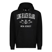Black Long Beach Island NJ Vintage Crossed Oars & Boat Anchor Spor Premium Hoodie - longCreatives