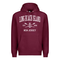 Burgundy Long Beach Island NJ Vintage Crossed Oars & Boat Anchor Spor Premium Hoodie - longCreatives