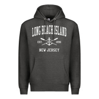 Charcoal Heather Long Beach Island NJ Vintage Crossed Oars & Boat Anchor Spor Premium Hoodie - longCreatives