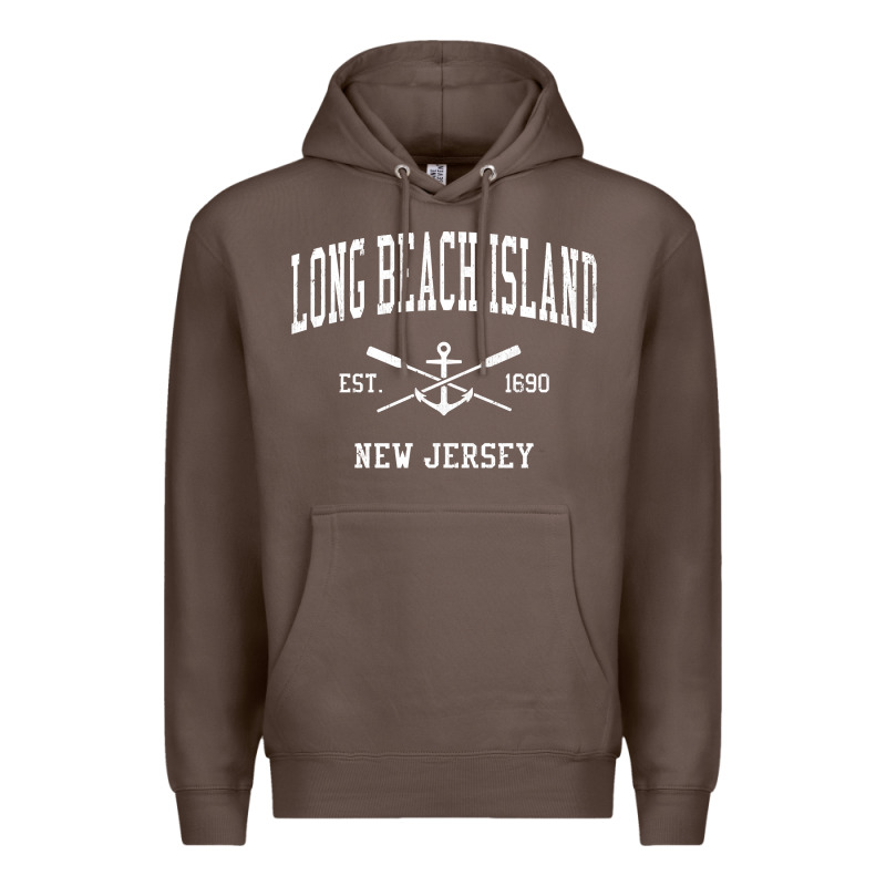 Long Beach Island Nj Vintage Crossed Oars & Boat Anchor Spor Premium Hoodie by longCreatives | Teevron