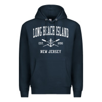 Navy Long Beach Island NJ Vintage Crossed Oars & Boat Anchor Spor Premium Hoodie - longCreatives
