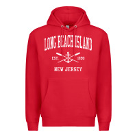 Red Long Beach Island NJ Vintage Crossed Oars & Boat Anchor Spor Premium Hoodie - longCreatives