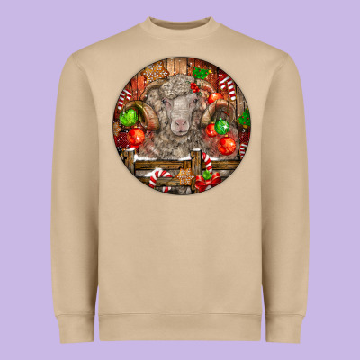 Christmas Merino Wool Sheep Heavyweight Sweatshirt Designed By Lillyallendesigns