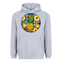 Heather Grey pineapple leopard Heavyweight Hoodie - BarkalooDesign