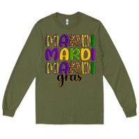 Army Green mardi mardi mardi gras Long Sleeve Tee - OliviaCreatesArt