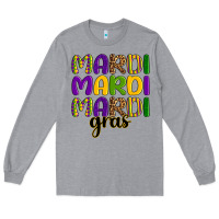 Heather Grey mardi mardi mardi gras Long Sleeve Tee - OliviaCreatesArt