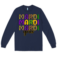 Navy mardi mardi mardi gras Long Sleeve Tee - OliviaCreatesArt