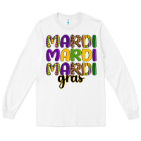 White mardi mardi mardi gras Long Sleeve Tee - OliviaCreatesArt