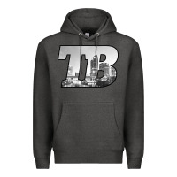 Charcoal Heather TB Tampa Bay City Skyline of Tampa Bay, Florida Premium Hoodie - longCreatives
