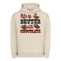 Pigment French Oak life is better with chocolate Urban Hoodie - AdoDesignShop