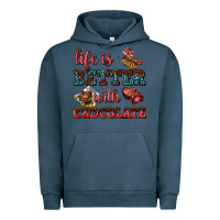 Pigment Midnight Navy life is better with chocolate Urban Hoodie - AdoDesignShop