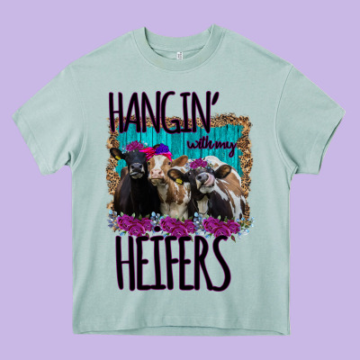 Hangin With My Heifers Heavy Core Tee Designed By Bettercallsaul