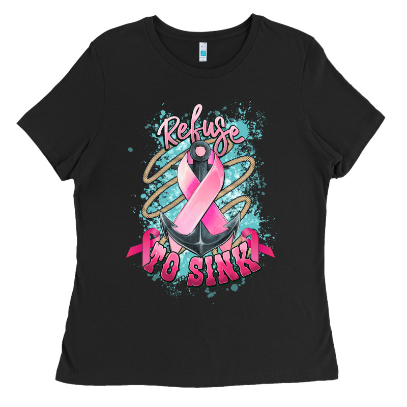 Refuse To Sink Cancer Anchor Ladies Tee by NancyCooperArtShop | Teevron