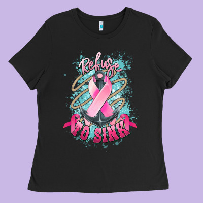 Refuse To Sink Cancer Anchor Ladies Tee Designed By Nancycooperartshop