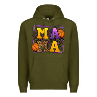 Army Green Purple and gold Basketball leopard frame Mama Premium Hoodie - LillyAllenDesigns