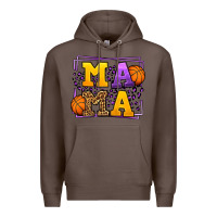 Coffee Purple and gold Basketball leopard frame Mama Premium Hoodie - LillyAllenDesigns