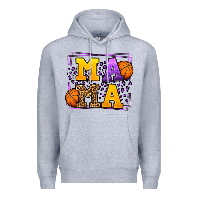 Purple And Gold Basketball Leopard Frame Mama Premium Hoodie by LillyAllenDesigns | Teevron