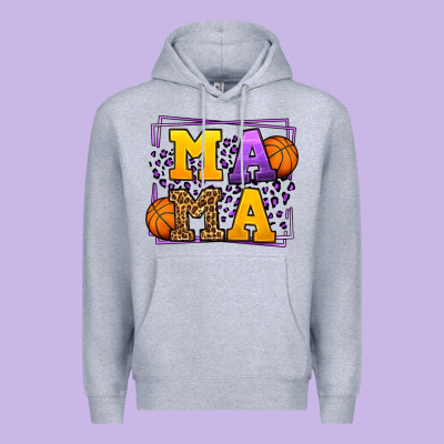 Purple And Gold Basketball Leopard Frame Mama Premium Hoodie Designed By Lillyallendesigns