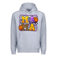 Heather Grey Purple and gold Basketball leopard frame Mama Premium Hoodie - LillyAllenDesigns