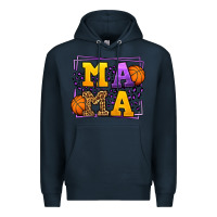 Navy Purple and gold Basketball leopard frame Mama Premium Hoodie - LillyAllenDesigns