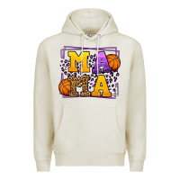 Oatmeal Heather Purple and gold Basketball leopard frame Mama Premium Hoodie - LillyAllenDesigns