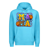 Ocean Blue Purple and gold Basketball leopard frame Mama Premium Hoodie - LillyAllenDesigns