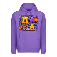 Purple Purple and gold Basketball leopard frame Mama Premium Hoodie - LillyAllenDesigns