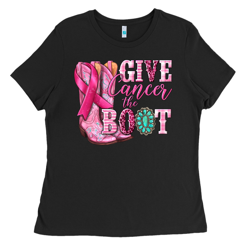 Give Cancer The Boot Ladies Tee by NancyCooperArtShop | Teevron