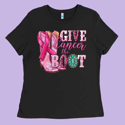 Give Cancer The Boot Ladies Tee Designed By Nancycooperartshop