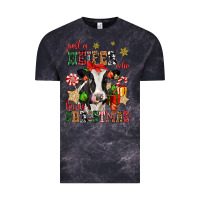 Cloud Black just a heifer who loves christmas cow Vintage Tee - CowGirlArtShop