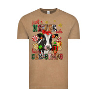 Vintage Coffee just a heifer who loves christmas cow Vintage Tee - CowGirlArtShop