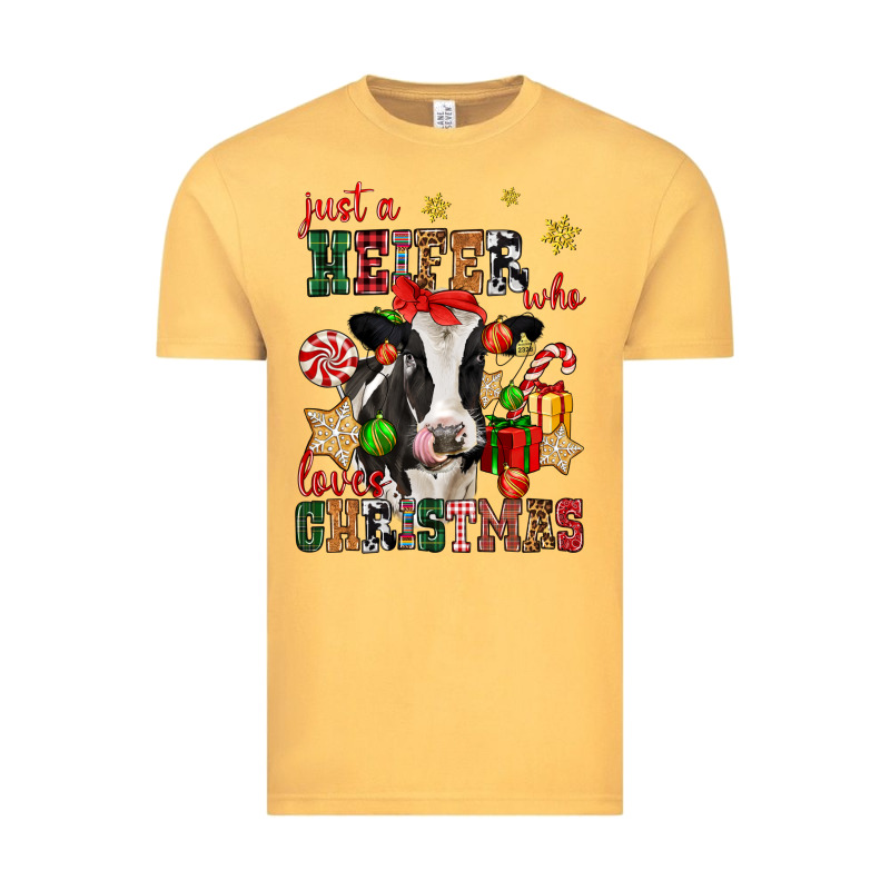Just A Heifer Who Loves Christmas Cow Vintage Tee by CowGirlArtShop | Teevron