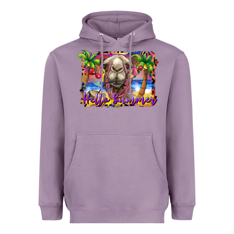 Hello Summer Camel At The Beach Heavyweight Hoodie by BarkalooDesign | Teevron