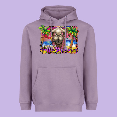 Hello Summer Camel At The Beach Heavyweight Hoodie Designed By Barkaloodesign