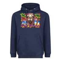 Navy hello summer camel at the beach Heavyweight Hoodie - BarkalooDesign