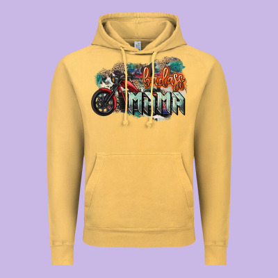 Badass Mama Motorcycle Mother's Day Vintage Hoodie Designed By Howdyjamesfarm