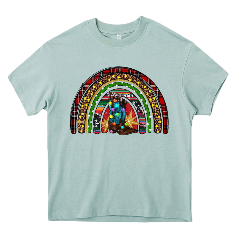 Christmas Cowboy Boots Rainbow Heavy Core Tee by RanaPortraitStore | Teevron
