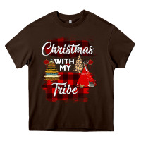 Chocolate Brown Christmas With My Tribe Heavy Core Tee - Bettercallsaul