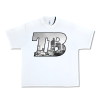 White TB Tampa Bay City Skyline of Tampa Bay, Florida Urban Heavy Tee - longCreatives