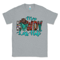 Heather Grey Western More Howdy Less Hate Cowboy Hat Gemstone Classic Tee - HowdyJamesFarm