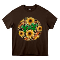 Chocolate Brown leopard cactus sunflower Heavy Core Tee - JahusDesignShop