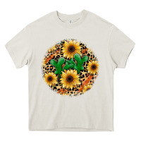 Cream leopard cactus sunflower Heavy Core Tee - JahusDesignShop