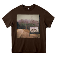 Chocolate Brown Twin Peaks City Limits Welcome Sign Vintage Heavy Core Tee - longCreatives